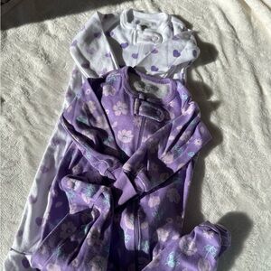 Carter's Purple Floral and Heart Baby Sleepers